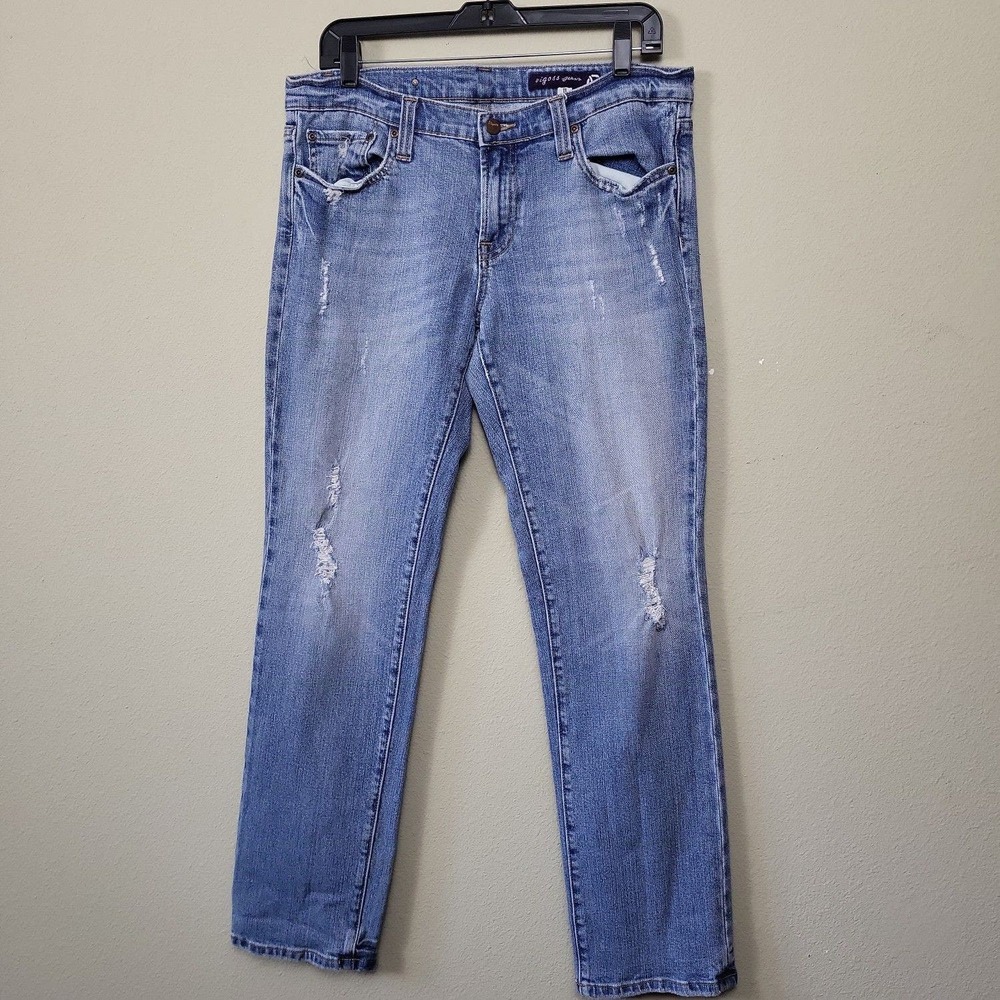 Vigoss Juniors‎ Size 11 Straight Leg Jeans Light Wash Distressed Denim